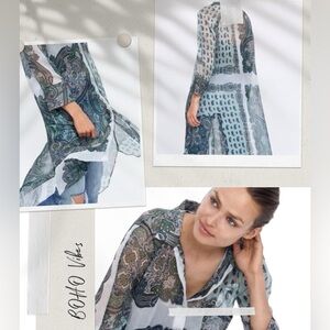 Zara Sheer Paisley Printed Shirt Dress